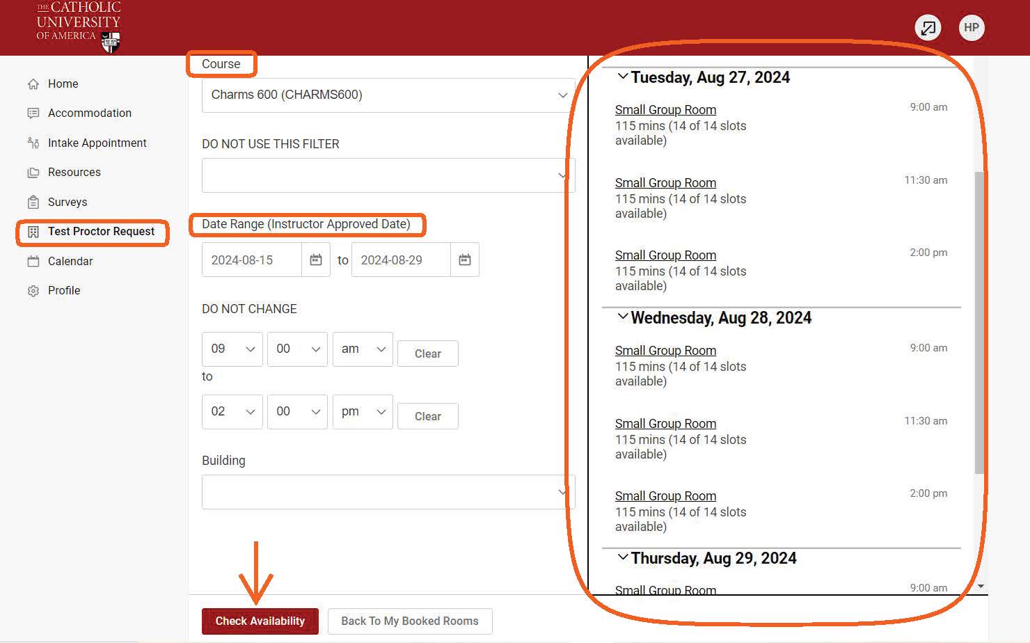 Filter Fields in Accommodate for Test Proctor Request