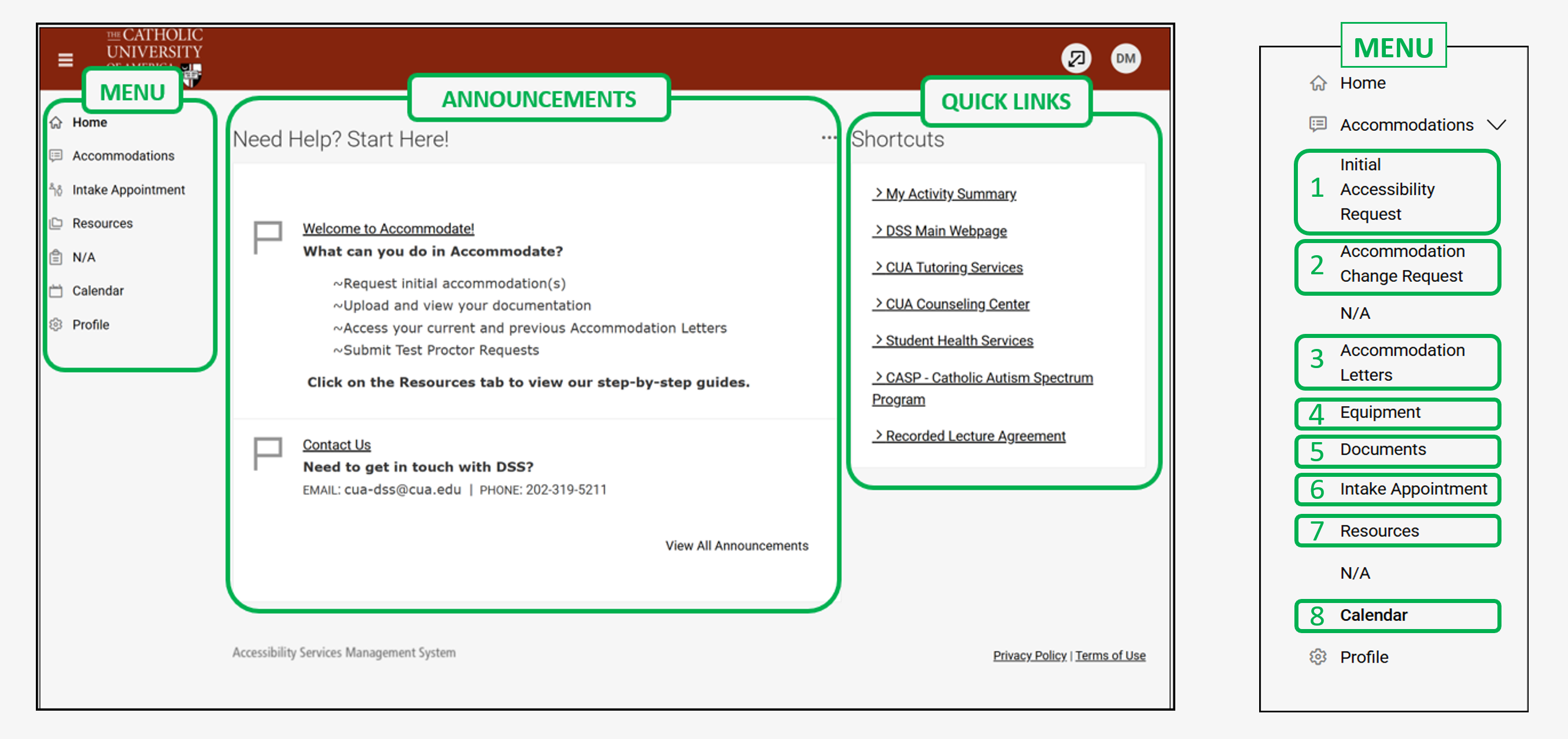 Home Page for Accommodate Portal